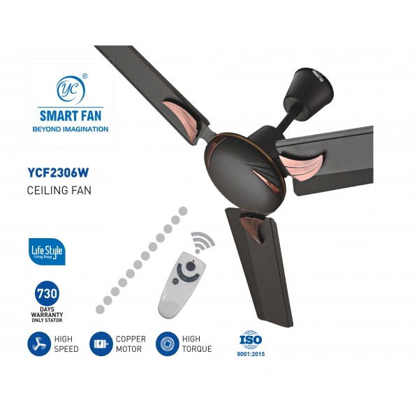 YC Style Smart Fan with Remote Control, High Speed & Torque, Copper Motor, YCF2306W